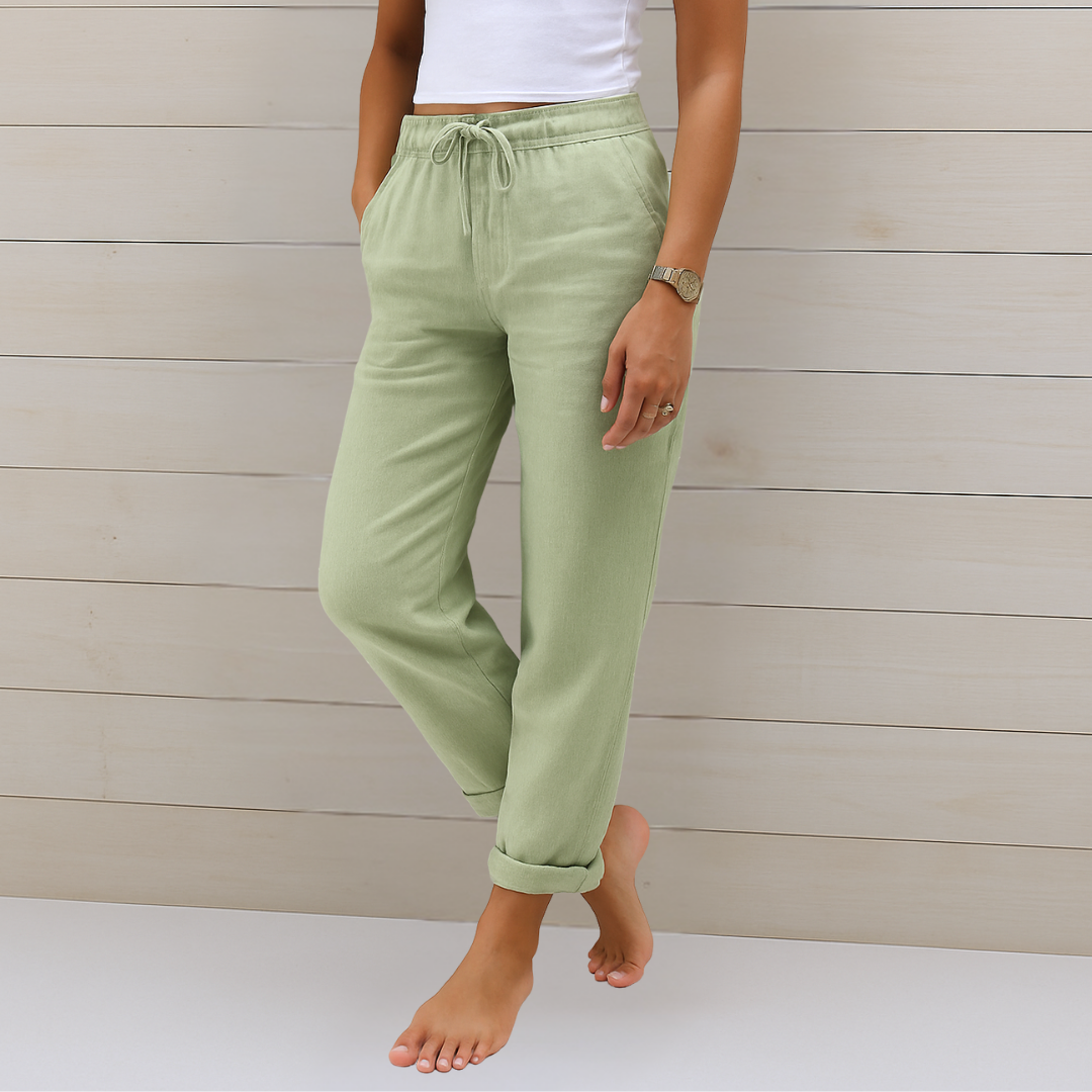 May | Elastische Premium-Leinenhose für Damen