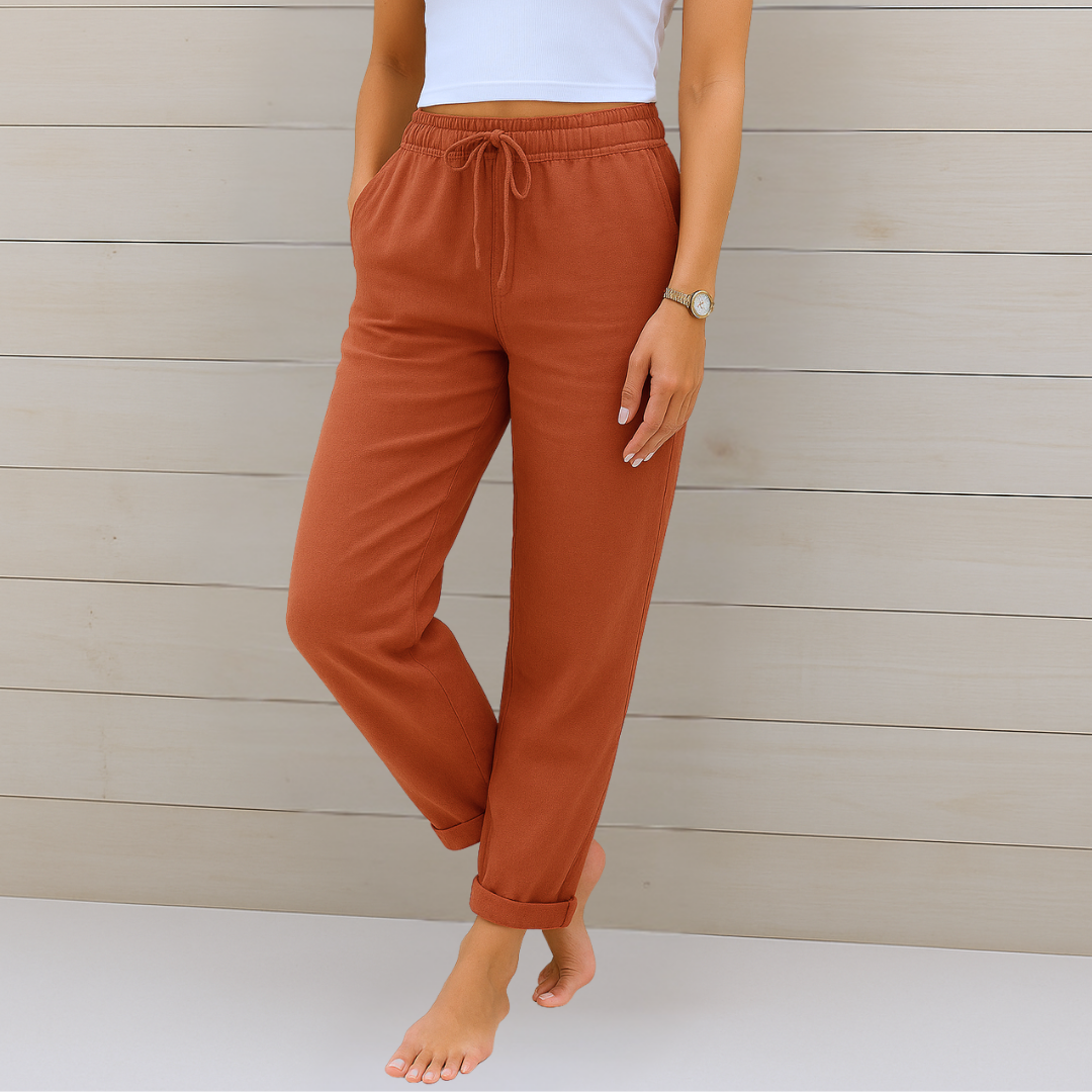 May | Elastische Premium-Leinenhose für Damen