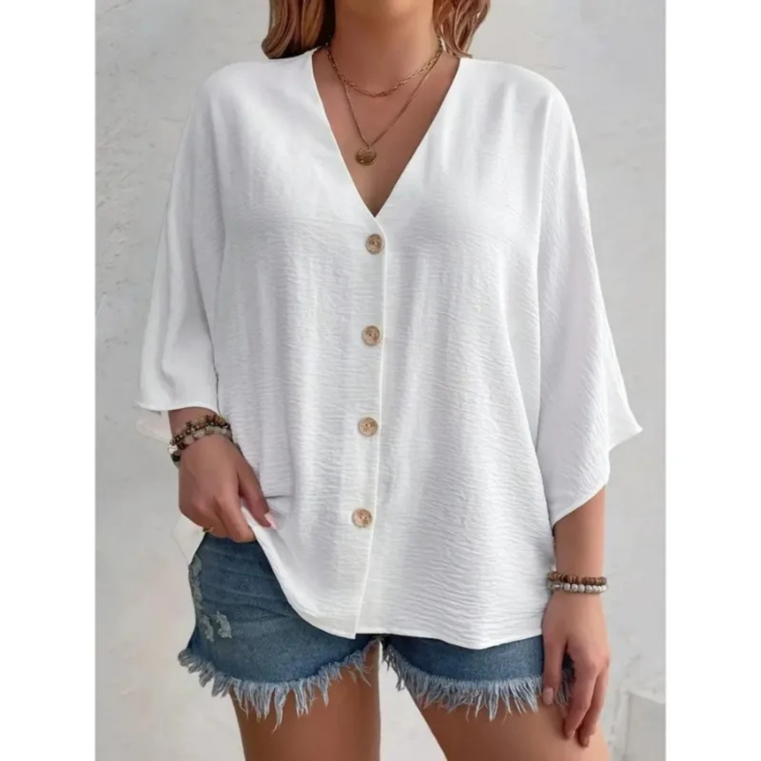 Quinn | Elegantes V-Ring-Top mit Knöpfen