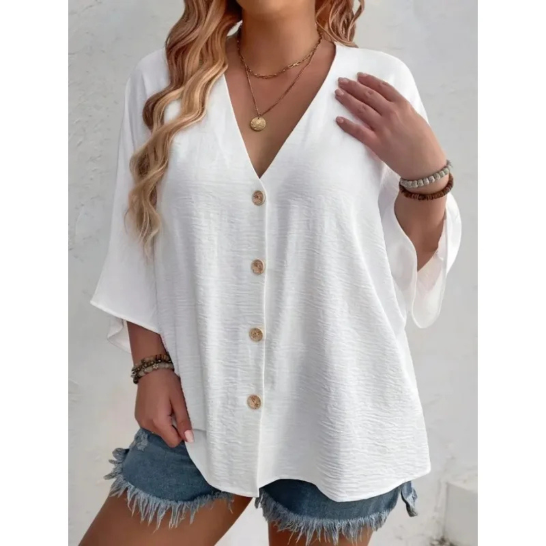 Quinn | Elegantes V-Ring-Top mit Knöpfen