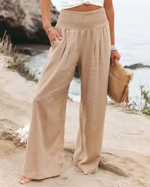 Antonina | Lange Hose aus Baumwolle und Leinen