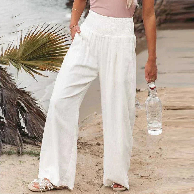 Antonina | Lange Hose aus Baumwolle und Leinen