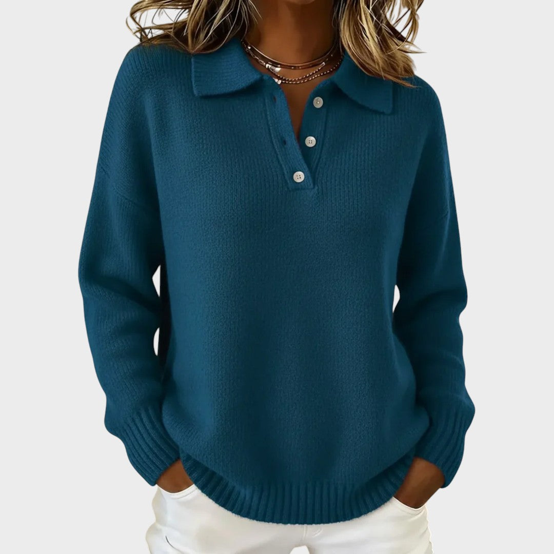 Olivia | Weicher Strickpullover mit Polo-Kragen
