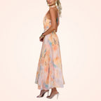 Grace | Halterneck Kleid mit fließendem Aquarelldruck