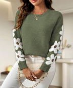 Rita | Weicher Strickpullover mit floralem Detail