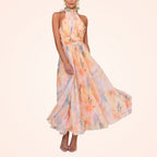 Grace | Halterneck Kleid mit fließendem Aquarelldruck